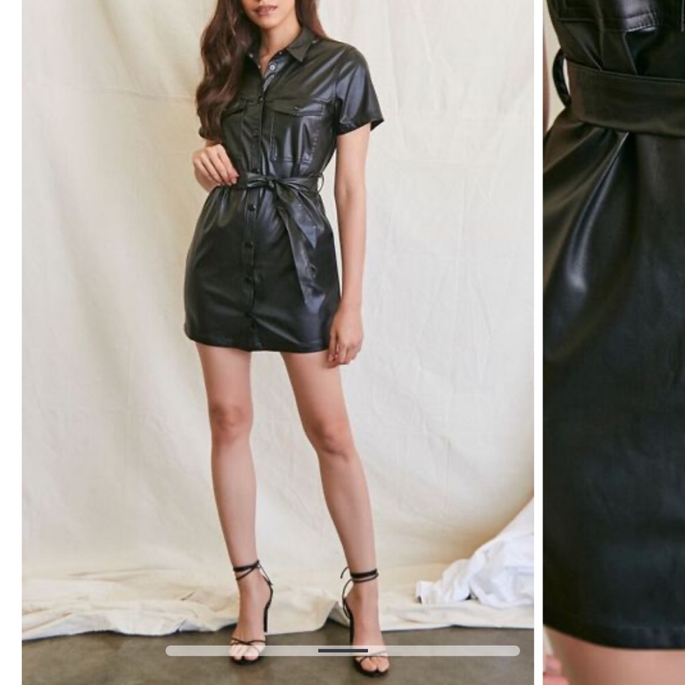 Faux Leather Shirt Dress Forever 21 size S